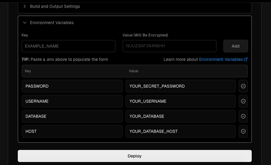 edit env