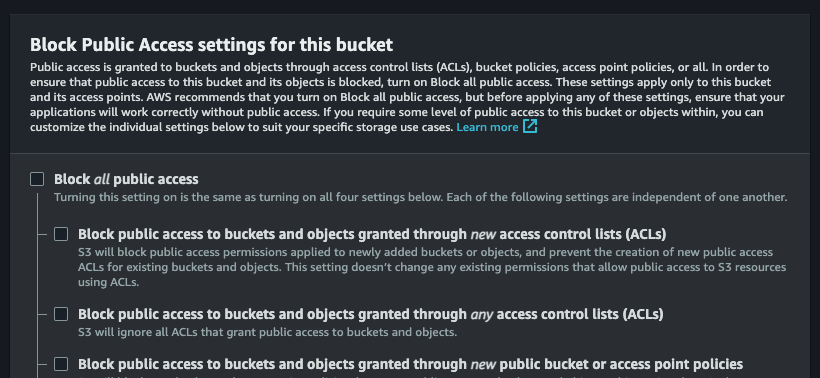 uncheck block public