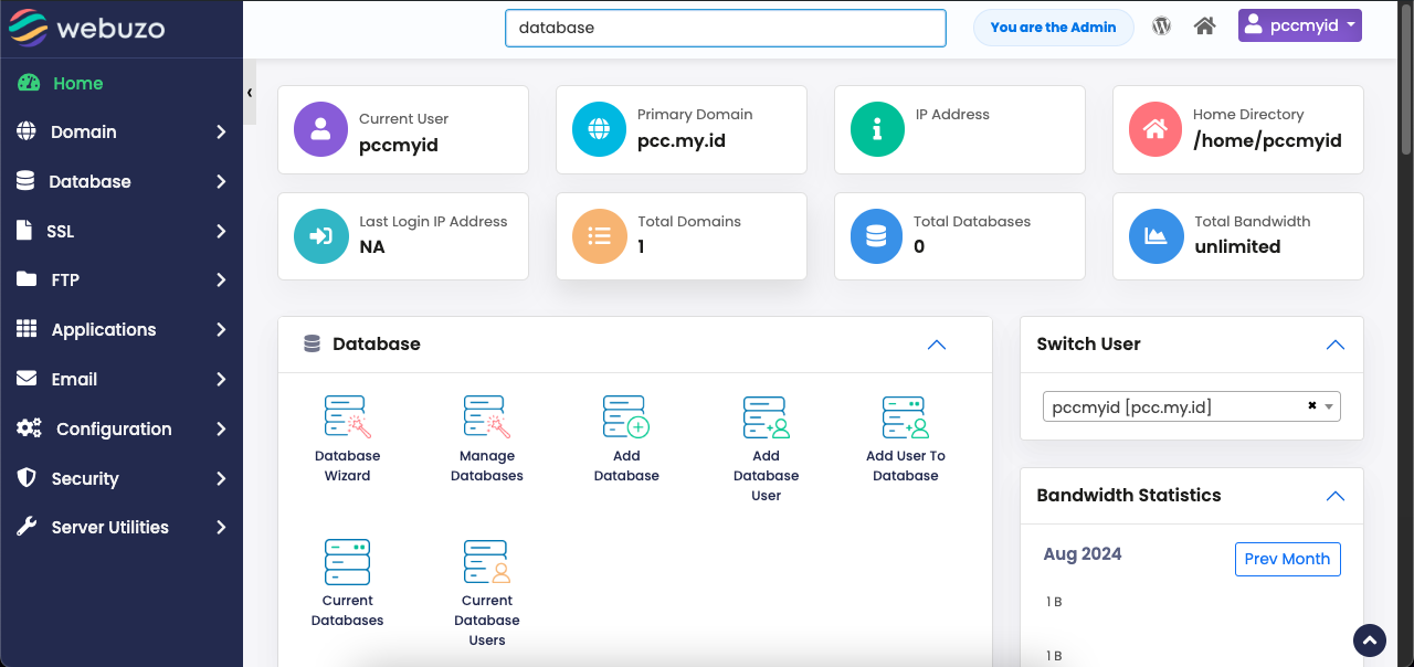 test menu database